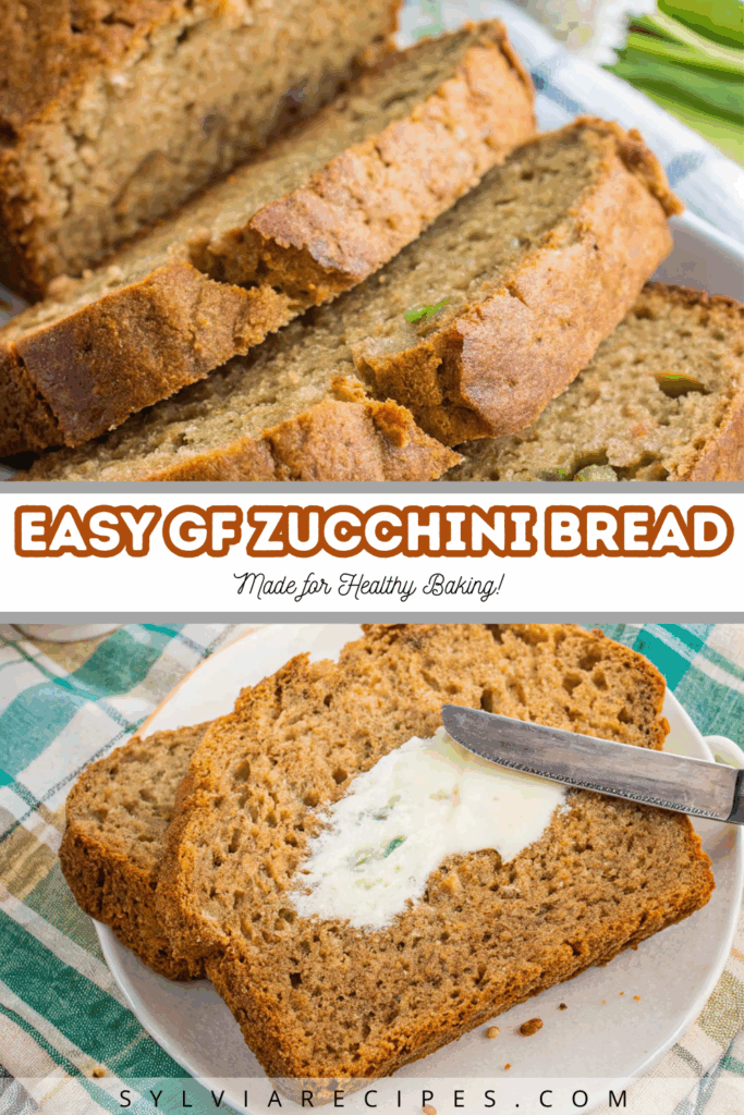 Pinterest pin for easy gluten free zucchini bread recipe