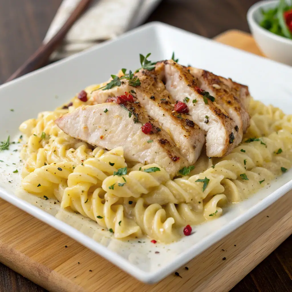 Garlic Parmesan Chicken Pasta featured