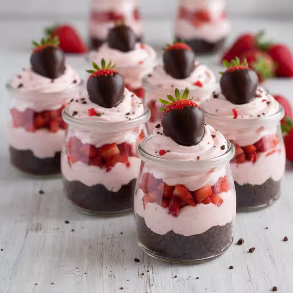 Chocolate Strawberry Mousse Cake Parfaits