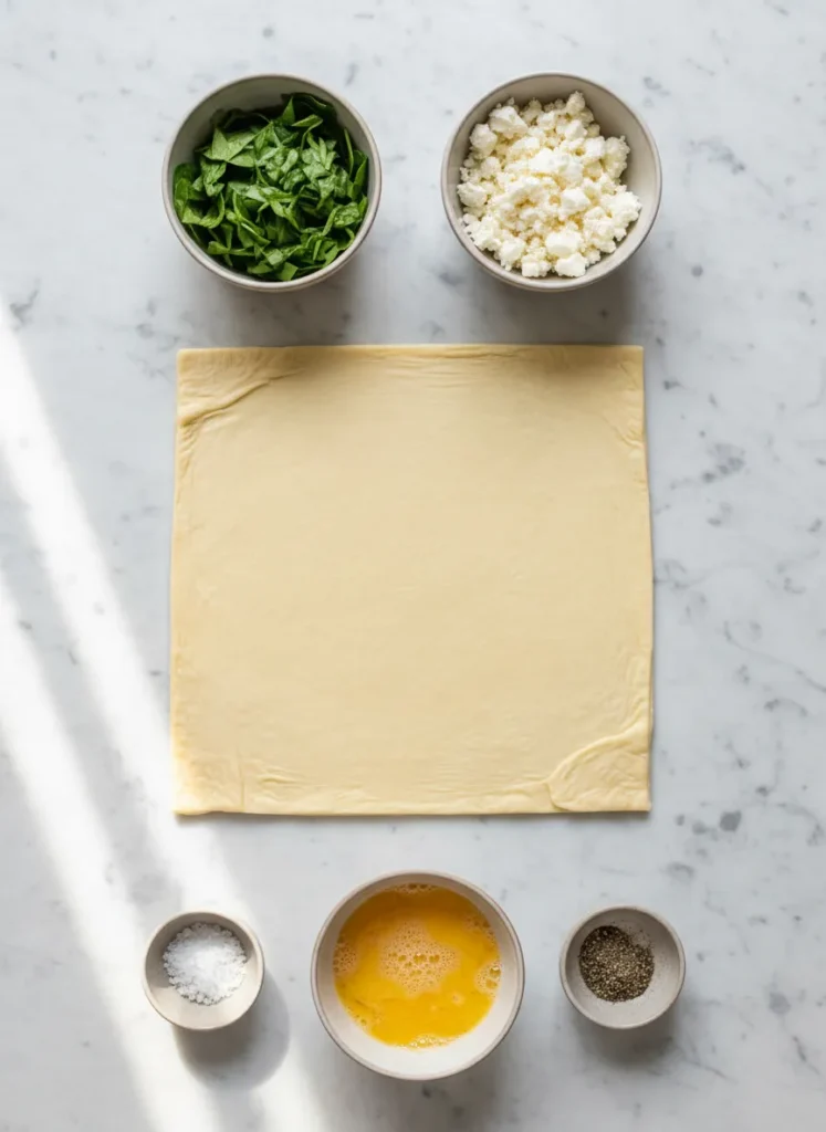 Spinach and Feta Puff Pastry Bites ingredients