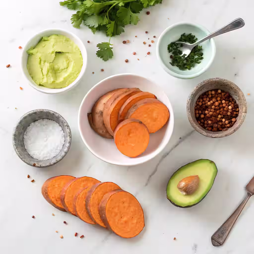 Sweet Potato Bites with Avocado ingredients