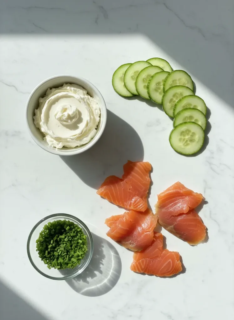 Cucumber Slices with Smoked Salmon Hearts