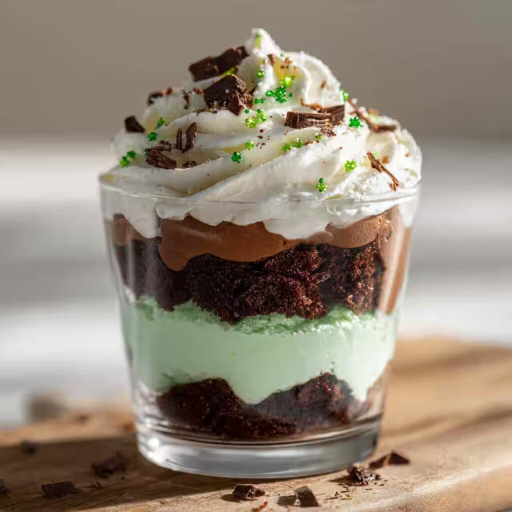 St. Patrick’s Day Brownie Trifle