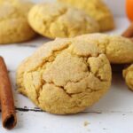 Soft pumpkin sugar cookies with cinnamon sugar topping
