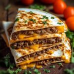Smashburger Quesadillas stacked with melted cheese and beef