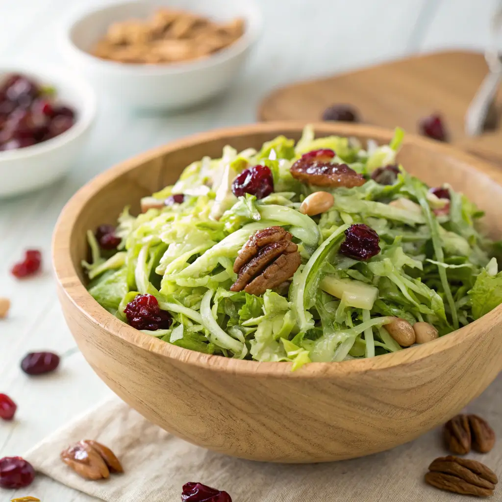 Easy Brussels Sprout Kale and Apple Salad with Sharp Cheddar Turkey Bacon