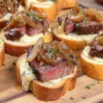 Steak Crostini with Horseradish Sauce & Caramelized Onions